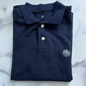 GAP Classic Polo Style Navy Blue 3 Button Short Sleeve Shirt Sz M NWT